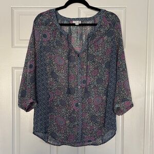 J. Jill Floral Blue and Pink Women's Top